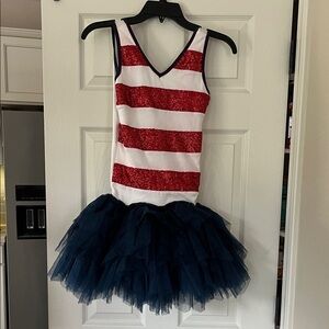 Ooh! La, La! Couture Red and White Striped Dress with Blue Tutu